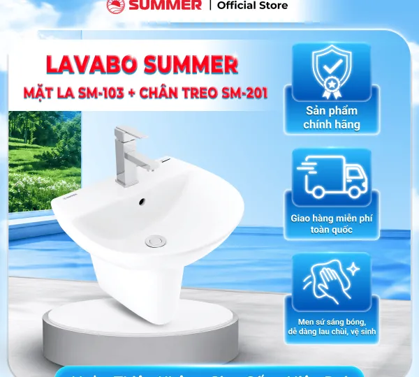 LAVABO MẶT LA SM -103 &amp; CHÂN LA SM - 201