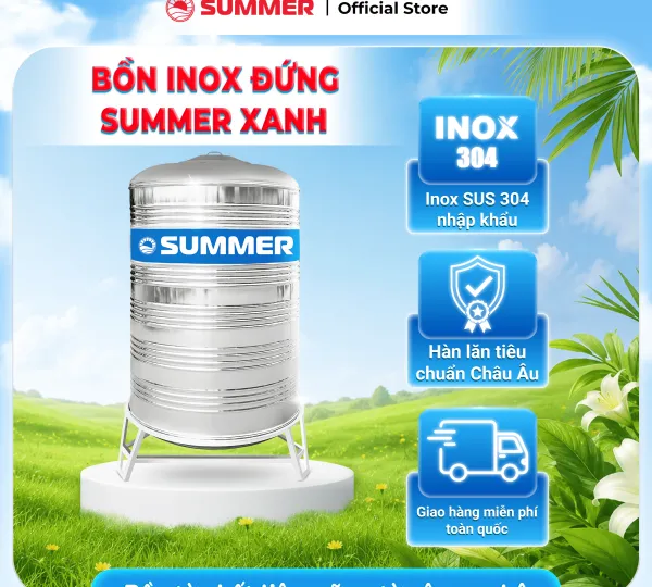BỒN INOX SUMMER XANH ĐỨNG