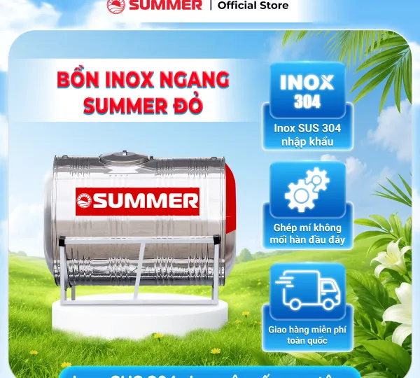 BỒN INOX SUMMER ĐỎ NGANG